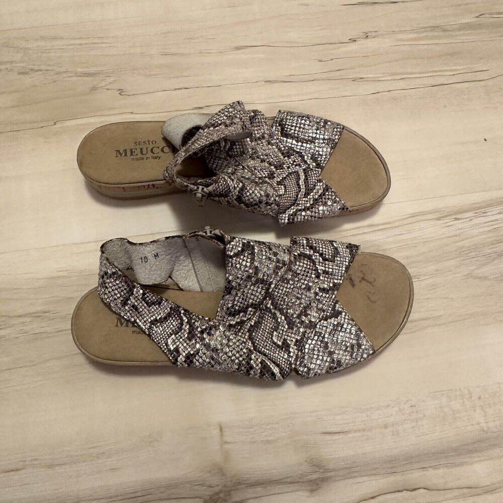 Sesto Meucci Snakeskin Print Leather sandals Womans Size 10